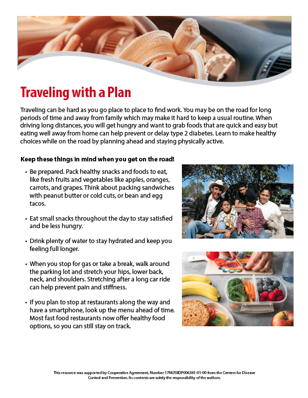 A travel plan for healthy eating tip sheet