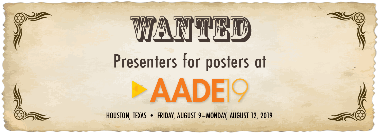 Wanted: Presenters for posters at AADE19